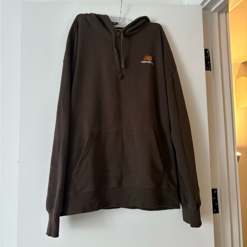 New Balance Dark Brown Pullover Hoodie with Small Chest Logo